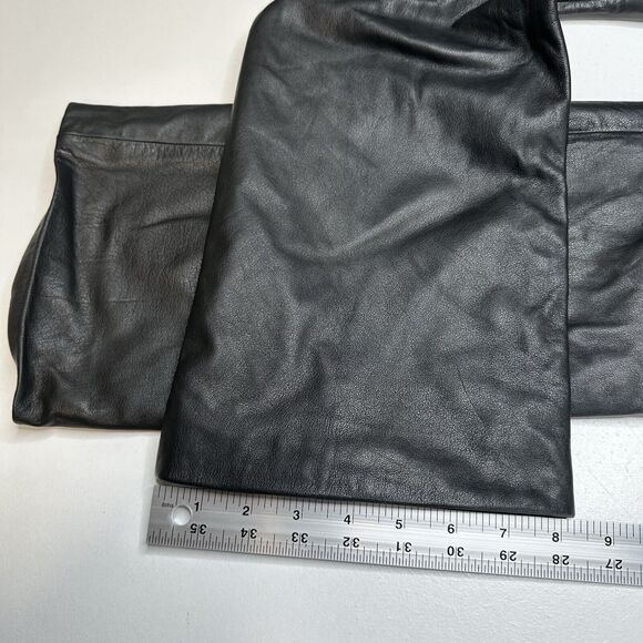 Vintage Ralph Lauren Leather Pants Womens 4 Black Bootcut Lined Moto Biker Goth - Picture 13 of 14